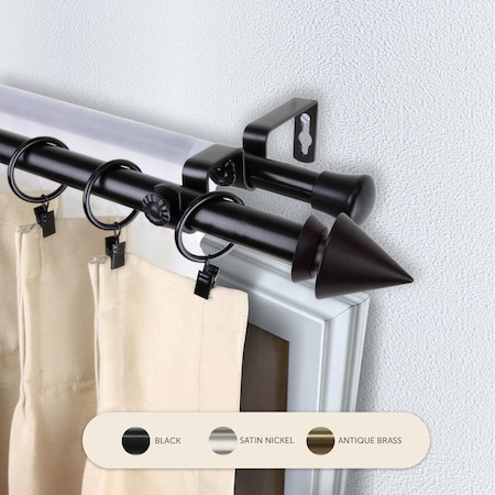 Central Design 0.8125 in. Jacob Double Curtain Rod with 28 to 48 in. Extension, Black 4765-282